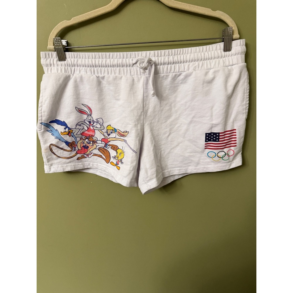 Looney Tunes Team USA Olympic Shorts XL White Bugs Bunny Taz Tweety